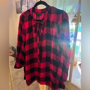 Lane Bryant Red and Black Checkered Top